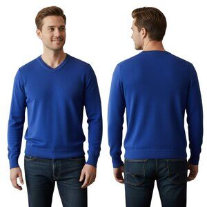 Brooks Brothers Country Club Cobalt Blue Silk Cotton Sweater L Preppy Classic